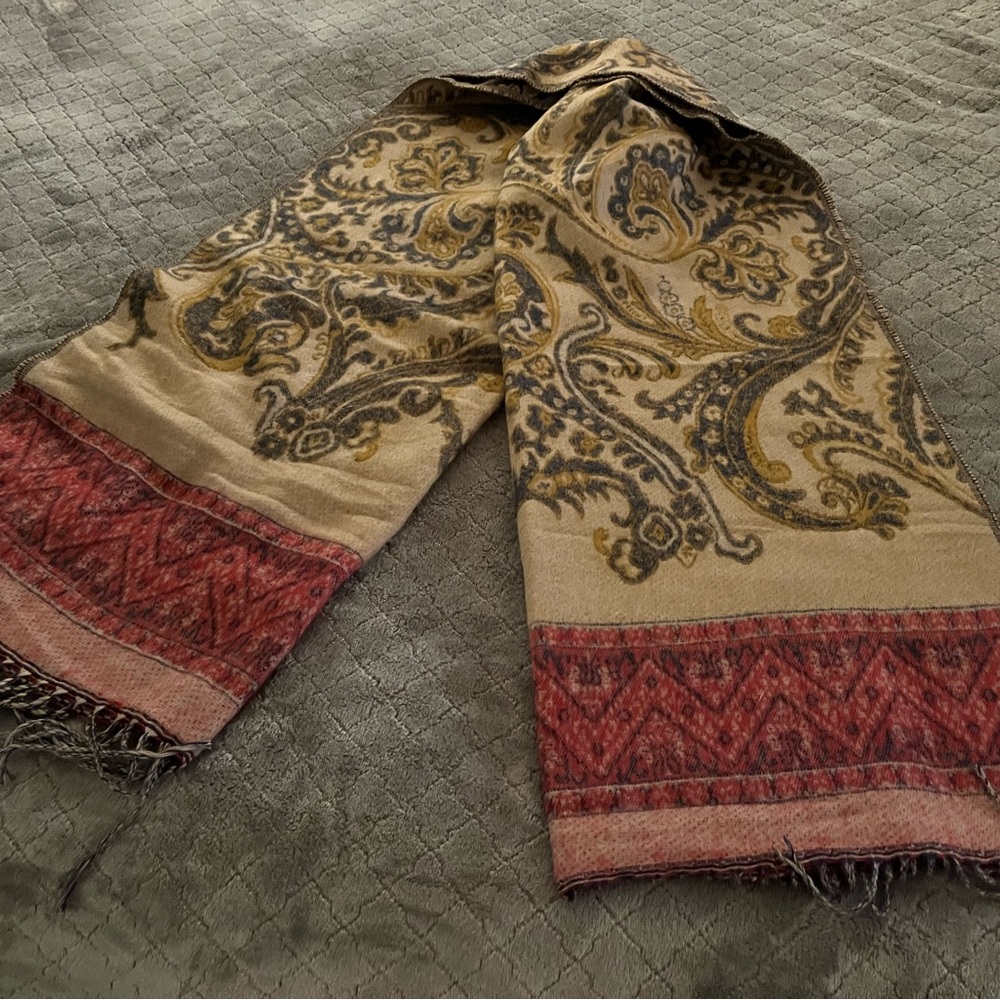 Paisley Scarf with Red and Gold Accents